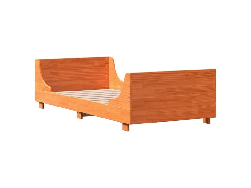  Lit simple- lit adulte -  cadre de lit sans matelas  marron 100x200cm bois pin massif  - Conforama B