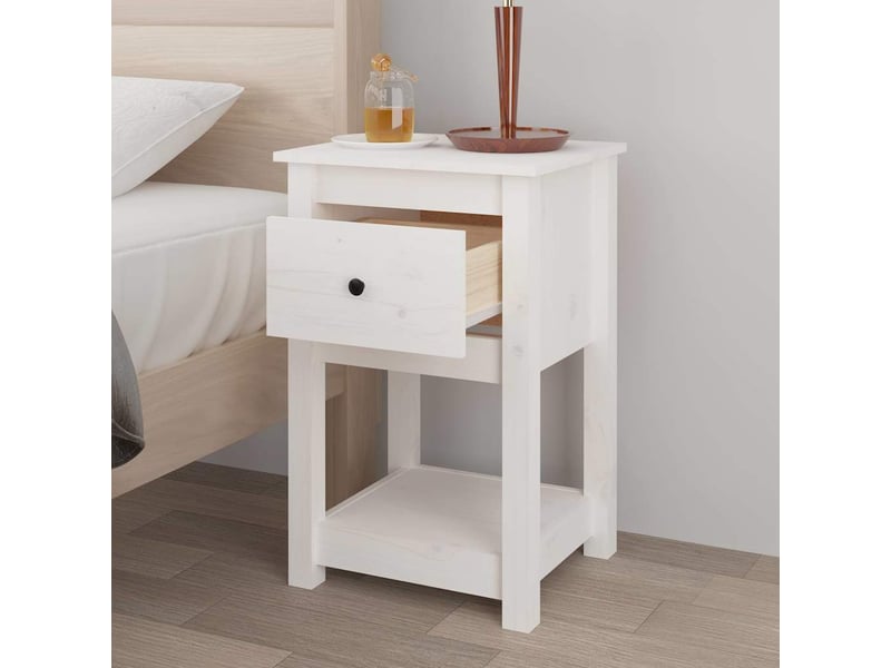  Lot de 2 tables de chevet - cabinet de chevet - table de nuit blanc 40x35x61,5 cm bois de pin massif  - Conforama C