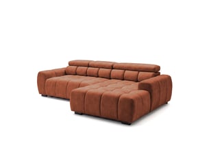 Canapé d'angle aldo avec fonction couchage, côté droit, tissu salvador wr, cuivré (07)