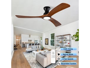 Ventilateur de plafond avec lumières 132 cm silencieux cc led télécommande mode étéhiver bois noir