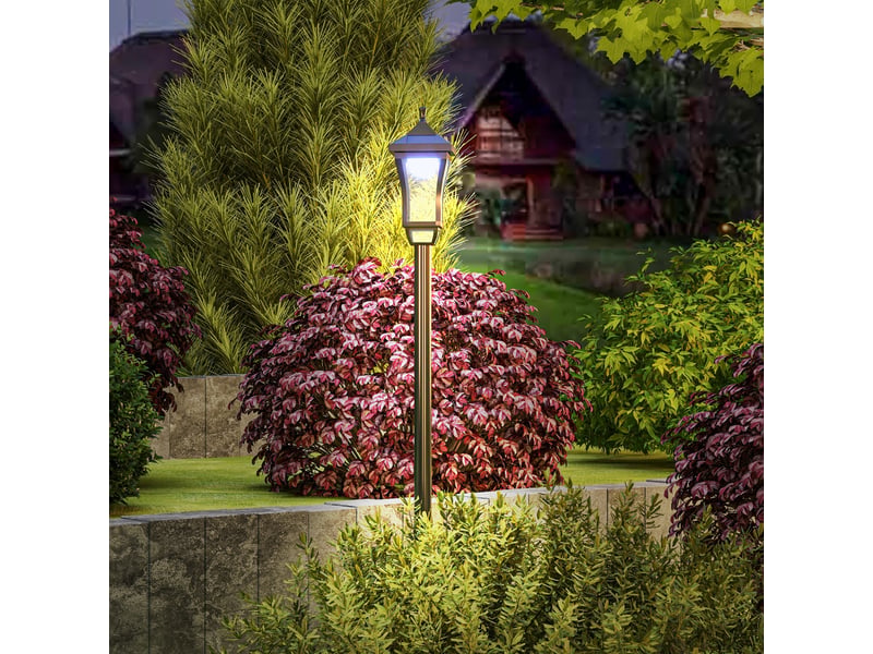  Lanterne solaire de jardin de 127 cm avec lumière led blanche froide, capteur de luminosité et étanchéité ip44.  - Conforama D