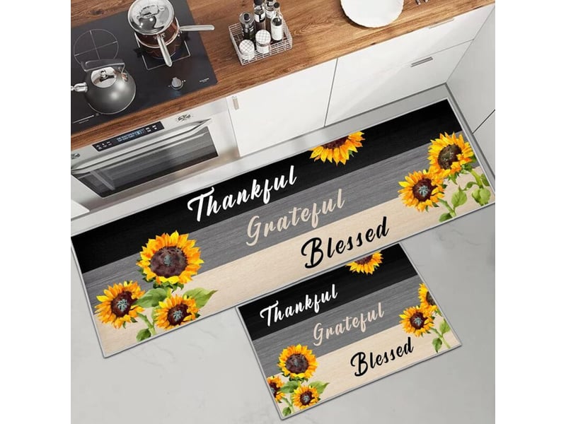  Lot de 2 tapis de cuisine en caoutchouc, (tournesol, 40 x 120 cm + 40 x 60 cm) absorbant l'eau et l'huile, paillassons de cuisine, de salon  - Conforama A