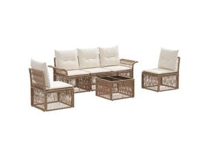 Vidaxl ensemble de canapé de jardin 6 pcs beige polyrotin
