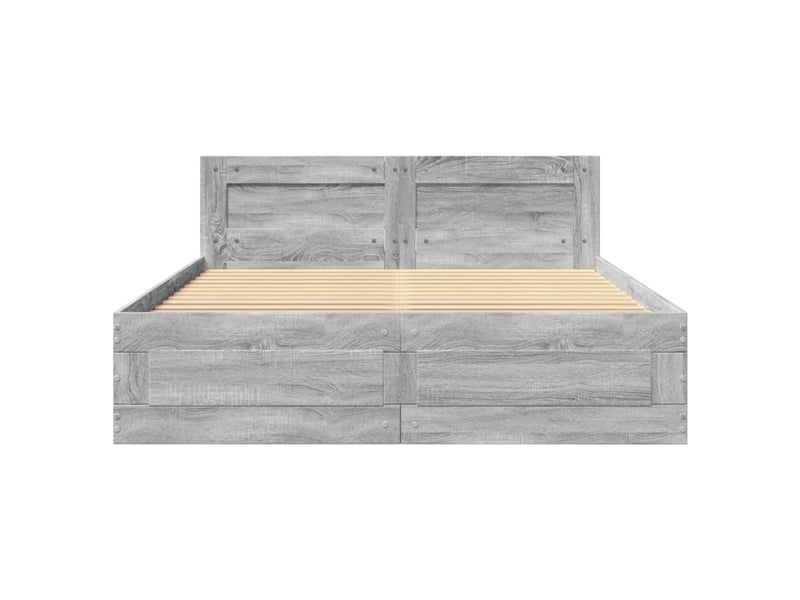  Lit double- lit adulte -  cadre de lit et tête de lit sans matelas sonoma gris 120x200 cm  - Conforama D