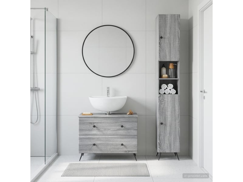 Ensemble de 2 meubles de salle de bain breda sonoma gris cf63101 - Conforama B