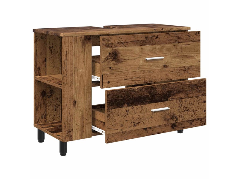  Unité de vanité de salle de bain, meuble de rangement bois ancien 80x35x60 cm  - Conforama D