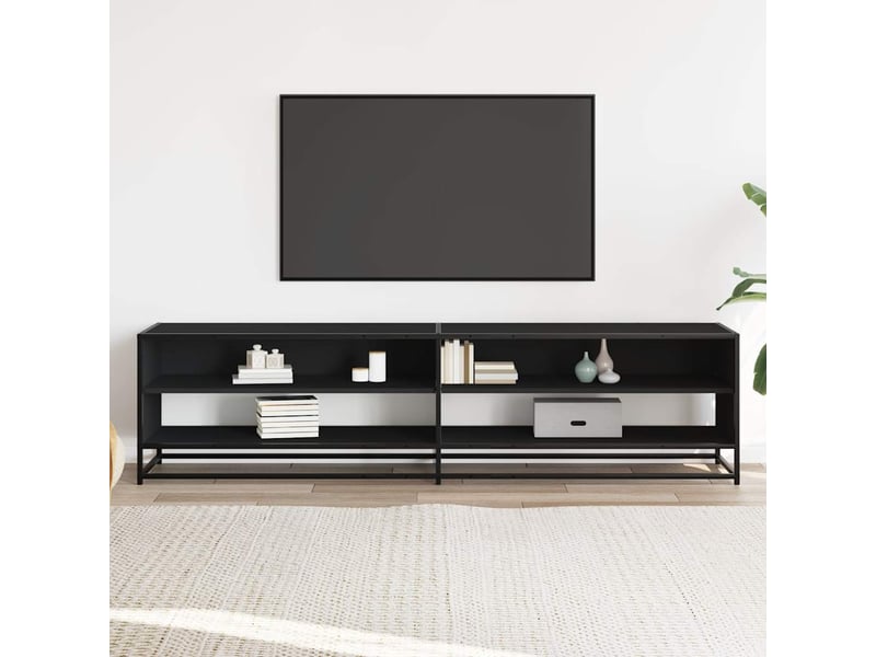  Meuble tv - banc tv - meuble de rangement noir 180,5x40x46 cm bois d'ingénierie  - Conforama C