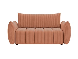 Canapé droit convertible CASANOVA  2 places Velours côtelé orange avec coffre de rangement