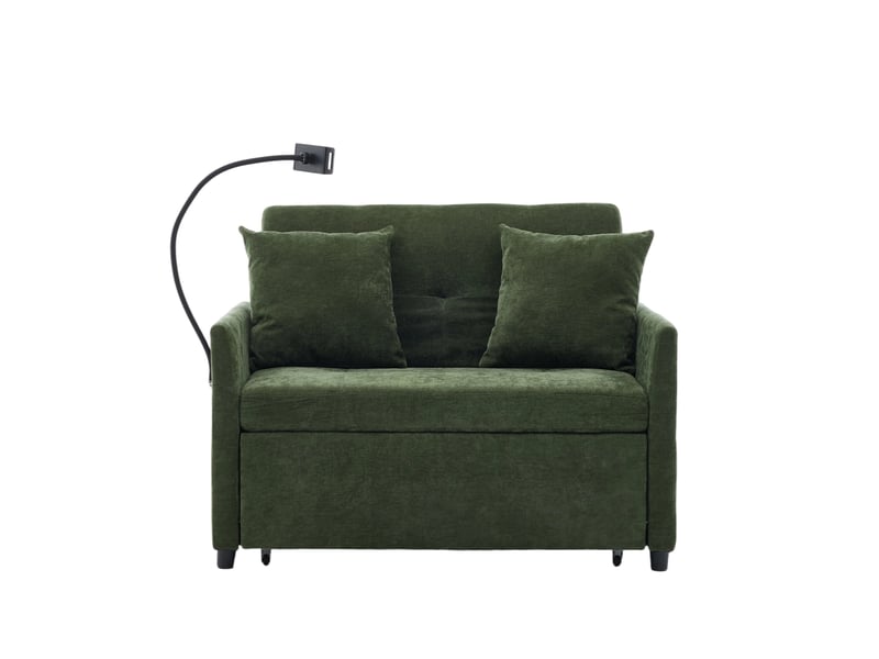  Fauteuil convertible une place avec port usb et support tablette, fonction repos, en tissu vert 109 × 72 × 83,5 cm  - Conforama A