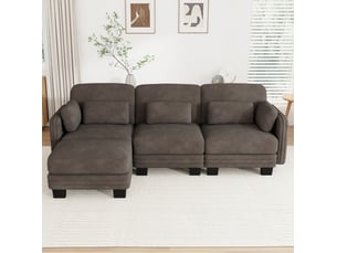 Canapé d’angle modulable tcqpz 3 places avec ottomane 253 x 143 x 88 cm chenille marron