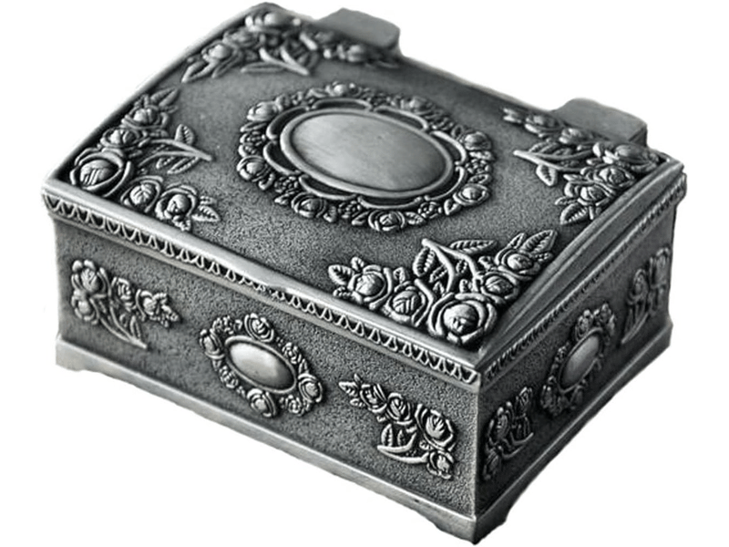  Boîte à bijoux rétro, boîte à bibelots, en alliage de zinc, étui à bijoux, boîte à bijoux 6,4 x 5,4 x 3,2 cm, argent antique.  - Conforama A