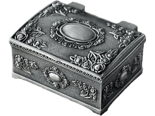Boîte à bijoux rétro, boîte à bibelots, en alliage de zinc, étui à bijoux, boîte à bijoux 6,4 x 5,4 x 3,2 cm, argent antique.
