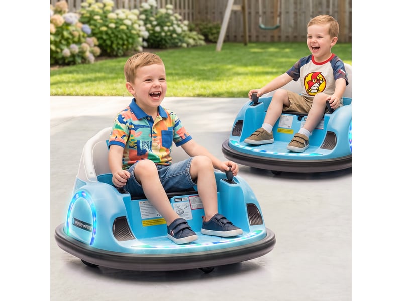  Voiture tamponneuse électrique enfant 12v, rotation à 360°, auto-tamponneuse enfant avec télécommande, bleu  - Conforama C