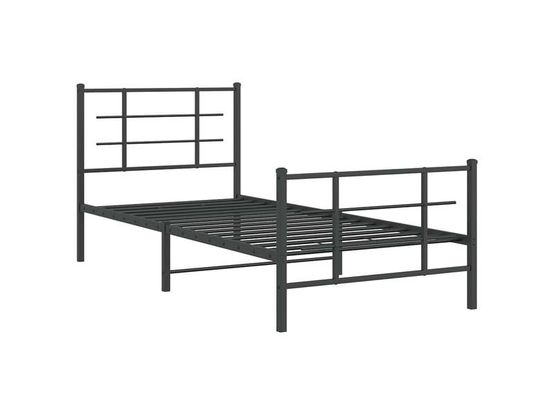  Lit simple- lit adulte -  cadre de lit métal sans matelas avec pied de lit noir 90x200 cm  - Conforama B