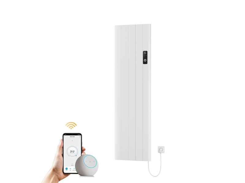  Emke radiateur électrique à convection 1500w, panneau chauffant mural en aluminium 160x45,4cm, thermostat wifi, blanc brillant  - Conforama A