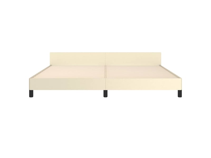 Lit double- lit adulte - cadre de lit avec tête de lit sans matelas crème 200x200 cm - Conforama D