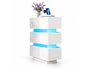 Lot de 2 tables de chevet blanches étroites avec led, usb et type-c, 3 tiroirs, 20 x 40 x 59,5 cm pratiques