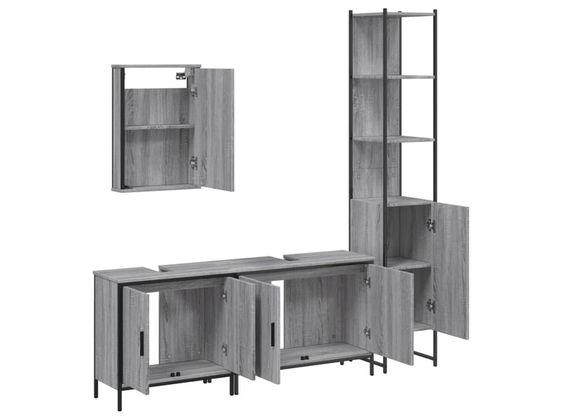 Ensemble de meubles de salle de bain 4 pcs sonoma gris cf63879 - Conforama D