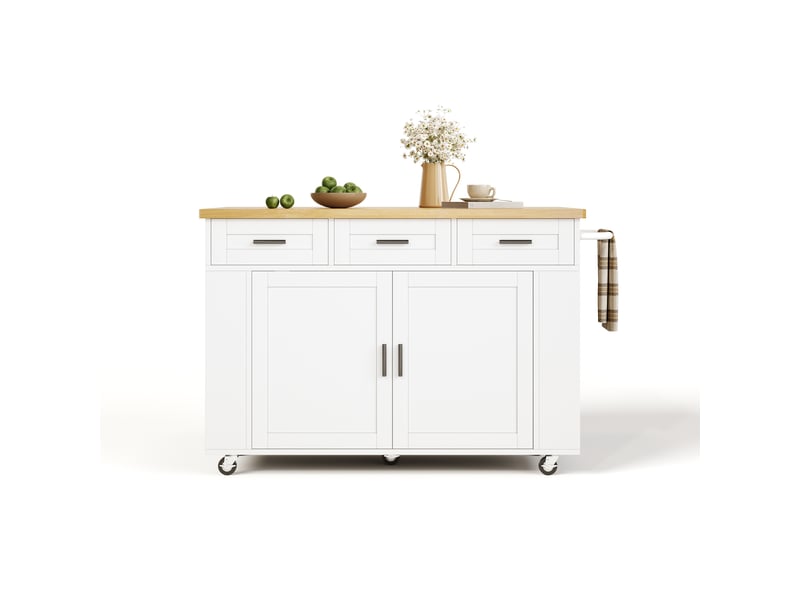  Îlot de cuisine sur roulettes avec plan rabattable et prises mdf 120 x 45(70) x 84 cm N635P45245051W - Conforama A