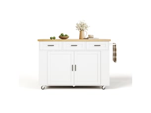 Îlot de cuisine sur roulettes avec plan rabattable et prises mdf 120 x 45(70) x 84 cm
