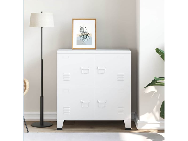  Coffre de rangement, boîte de rangement de rangement industriel blanc 75x40x80 cm acier  - Conforama B