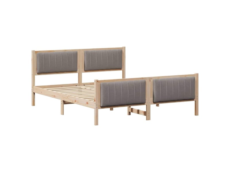  Lit double- lit adulte -  cadre de lit marron et taupe 150 x 200 cm bois massif en pin  - Conforama A