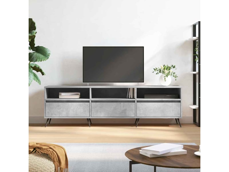  Meuble tv - banc tv - meuble de rangement gris béton 150x30x44,5 cm bois d'ingénierie  - Conforama B