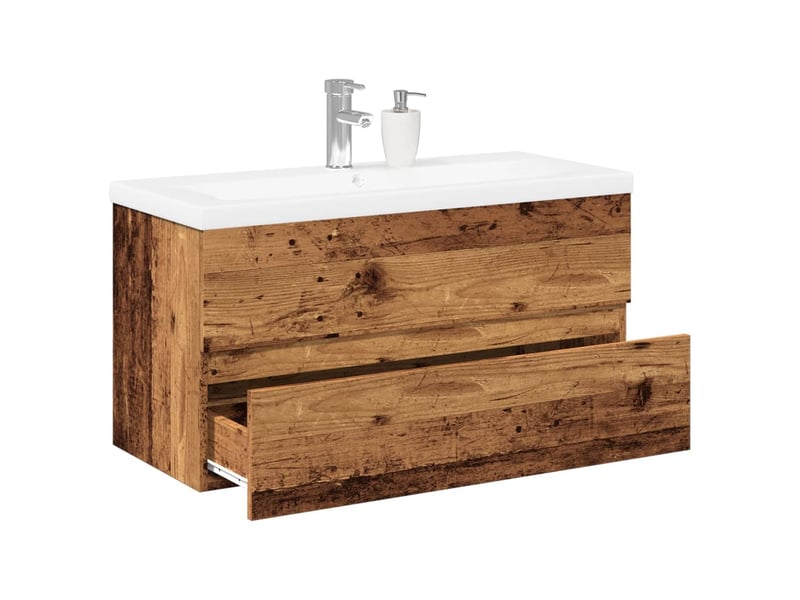 Armoire lavabo avec bassin intégré vieux bois shl548 - Conforama B