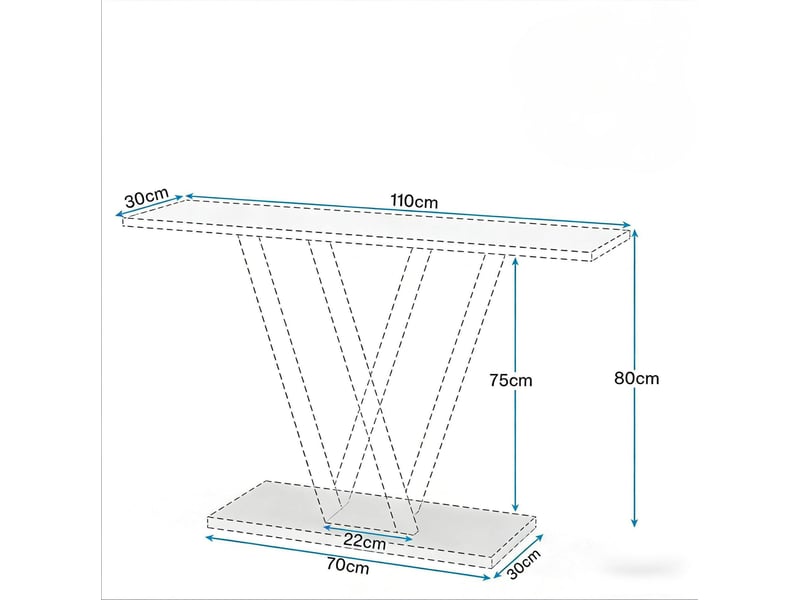  Table console étroite 110 x 30 x 80 cm noir et marron rustique en mdf et métal, pour entrée et salon  - Conforama C