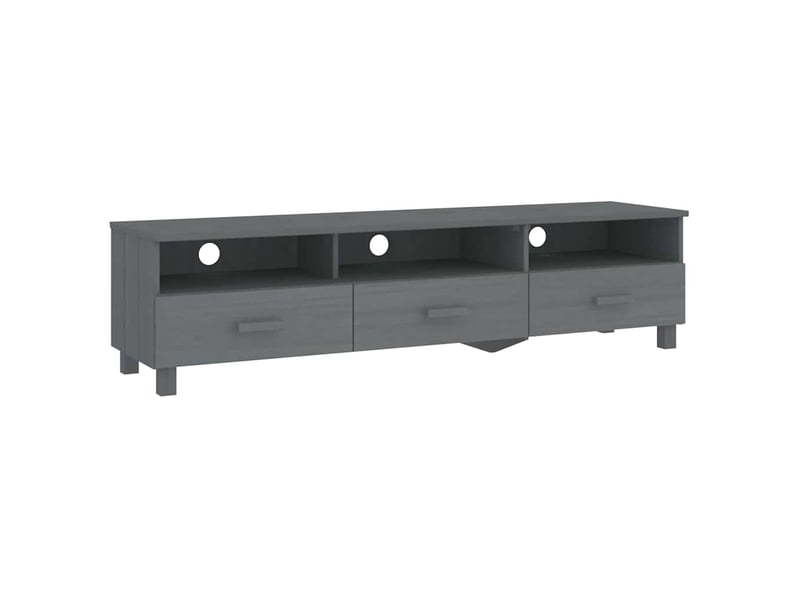  Meuble tv - banc tv - meuble de rangement hamar gris foncé 158x40x40 cm bois massif de pin  - Conforama A