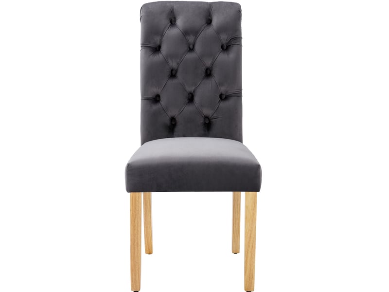  Chaises de salle à manger 6 pièces, ressorts en s et pieds en chêne, velours gris  - Conforama A