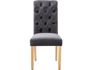 Chaises de salle à manger 6 pièces, ressorts en s et pieds en chêne, velours gris
