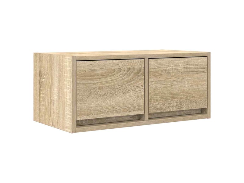  Lot de 2 meuble tv bas salon chêne sonoma 60x31x25,5 cm bois d'ingénierie shl16980  - Conforama E