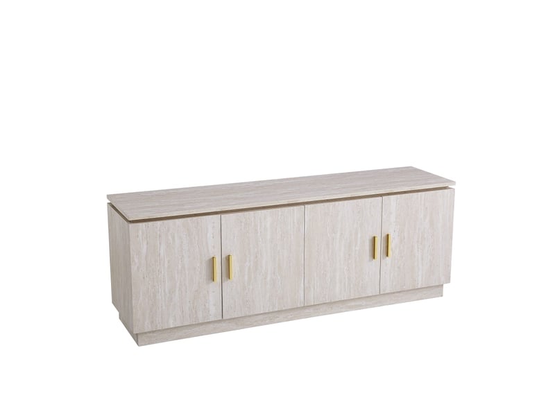  Meuble tv baieta – 160x40x60 cm – finition travertin &amp; design épuré  - Conforama A