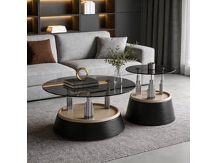 Table basse ovale coloris noir <strong>HAUSS SPOLE</strong> <strong></strong> - 60 cmx50 cm