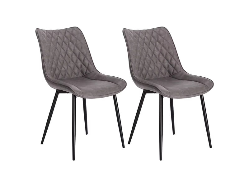  Lot de 2 chaises de salle à manger 46x40.5x85.5 cm, dossier ergonomique, polyuréthane (pu), gris foncé  - Conforama A