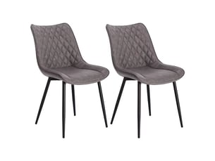 Lot de 2 chaises de salle à manger 46x40.5x85.5 cm, dossier ergonomique, polyuréthane (pu), gris foncé