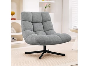 Fauteuil lounge pivotant 360° 95x75x90 cm – gris – assise large en polyester déperlant, dossier rembourré