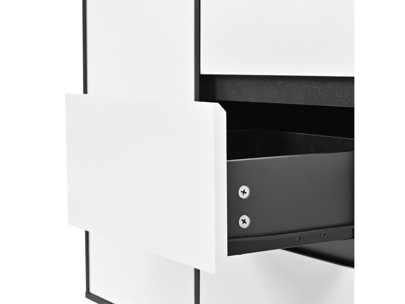  Vaisselier avec vitrine 120 x 40 x 160 cm – noir et blanc – led réglable via application, 3 tiroirs  - Conforama E