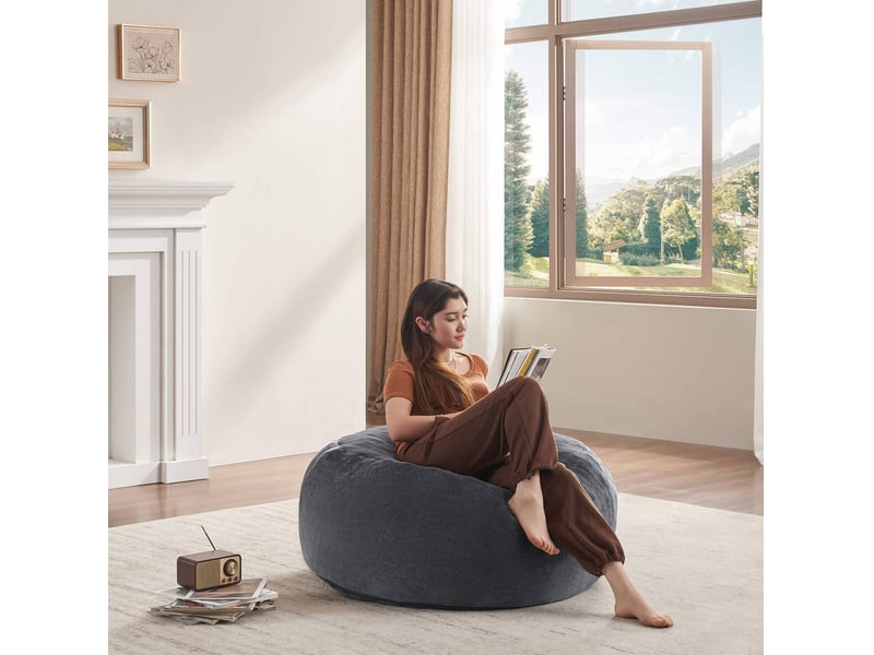  Pouf poire modenvie pliable gris foncé 90 x 90 x 50 cm  - Conforama D