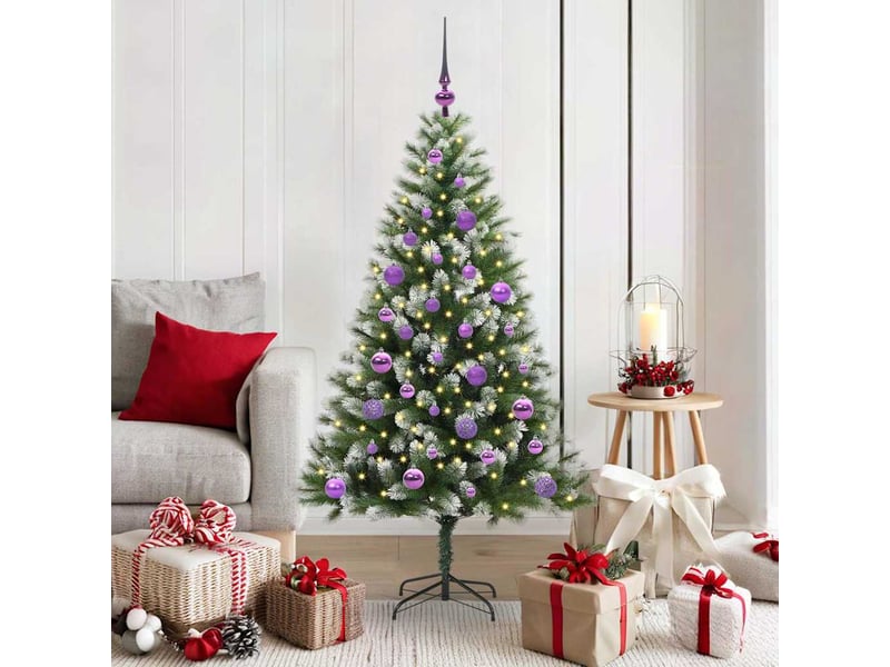  Sapin de noël, arbre de noël artificiel avec neige artificielle 150 led shl6017  - Conforama B