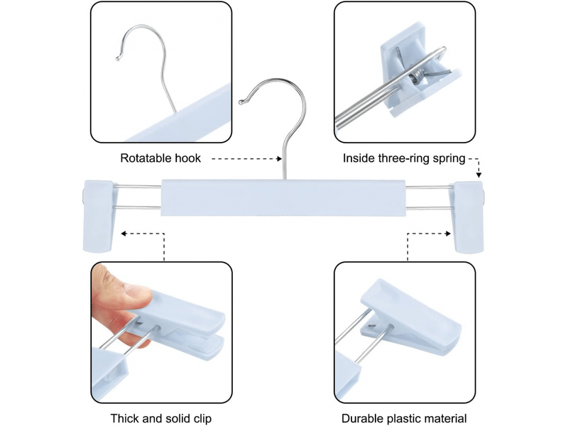 Cintres, cintres pour jupes peu encombrants avec crochets pivotants à 360°, cintres à pinces réglables, cintres pour manteaux, jeans (lot de 10, bleu - Conforama C