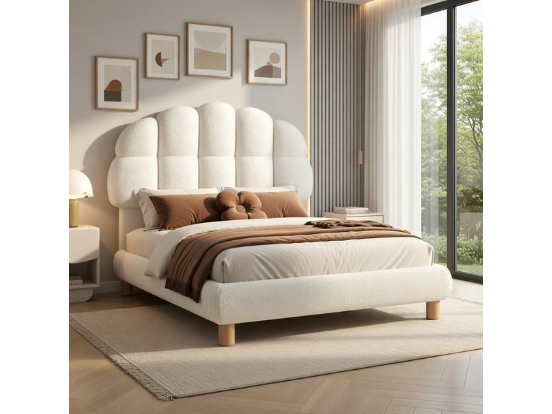  Lit d'enfant 90 x 200 cm, en bois, imitation feutre, rose  - Conforama B