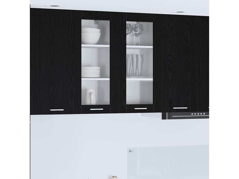 Meuble de rangement cuisine, armoire suspendue 2 pcs chêne noir bois d'ingénierie shl1988 - Conforama B