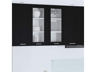 Meuble de rangement cuisine, armoire suspendue 2 pcs chêne noir bois d'ingénierie shl1988