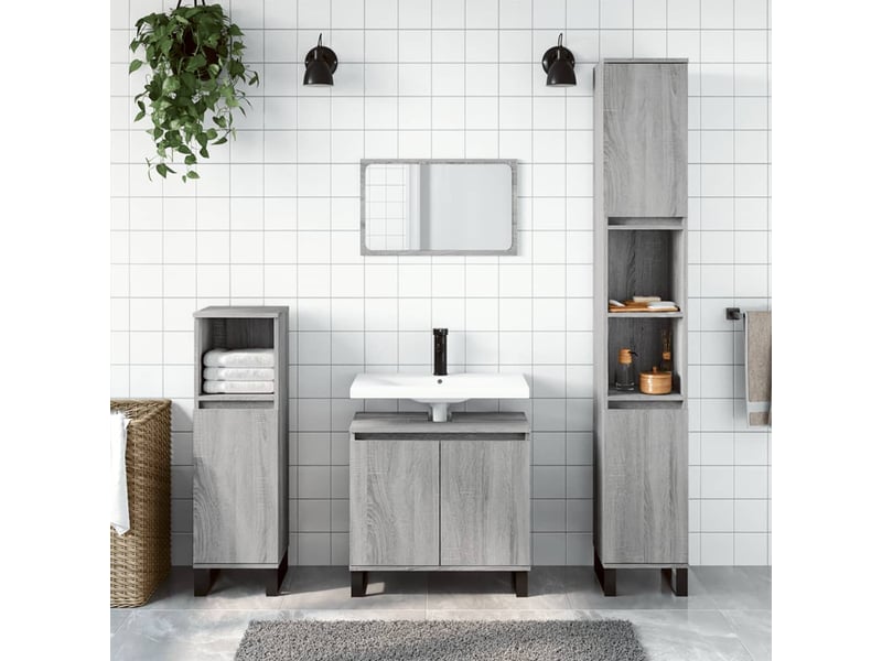 Ensemble d'armoires de salle de bain 3 pcs sonoma gris cf63015  - Conforama B