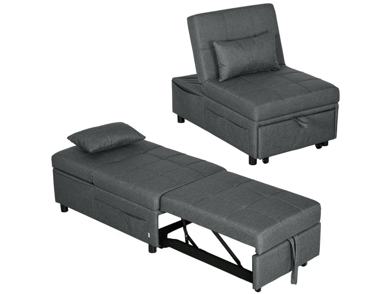  Fauteuil convertible 4 en 1 avec dossier inclinable et coussin 65,5 x 104 x 81 cm  - Conforama A
