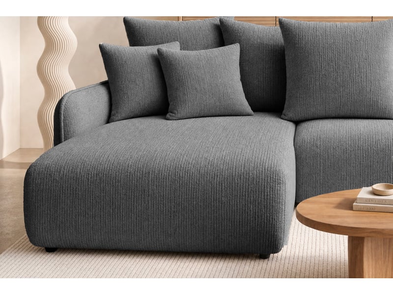  Portofino - canapé d'angle convertible tissu chenille 3 places gris foncé  - Conforama E
