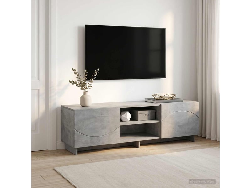  Meuble tv, banc tv 140x34,5x40 cm gris béton bois d'ingénierie shl25429  - Conforama B