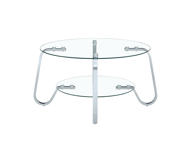  Table basse à 2 niveaux avec plateau en verre trempé et structure métallique pour salon 90,5 × 89 × 10,5 cm  - Conforama A